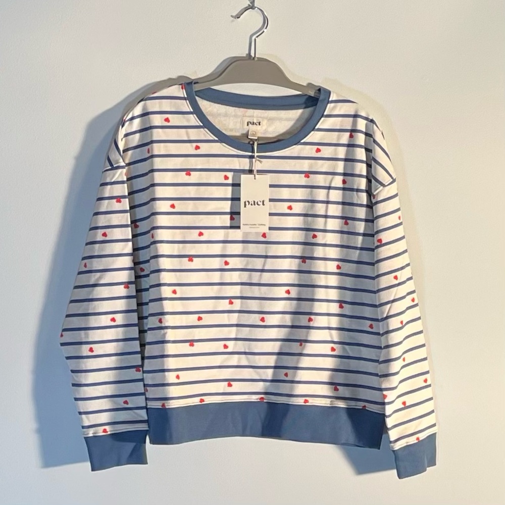 Pact Organic Striped Heart Sweatshirt